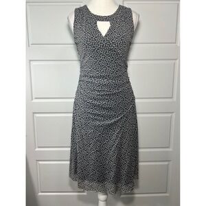 Weston Wear Geometric‎ Print Keyhole Neck Sleeveless Ruched Midi Dress XS